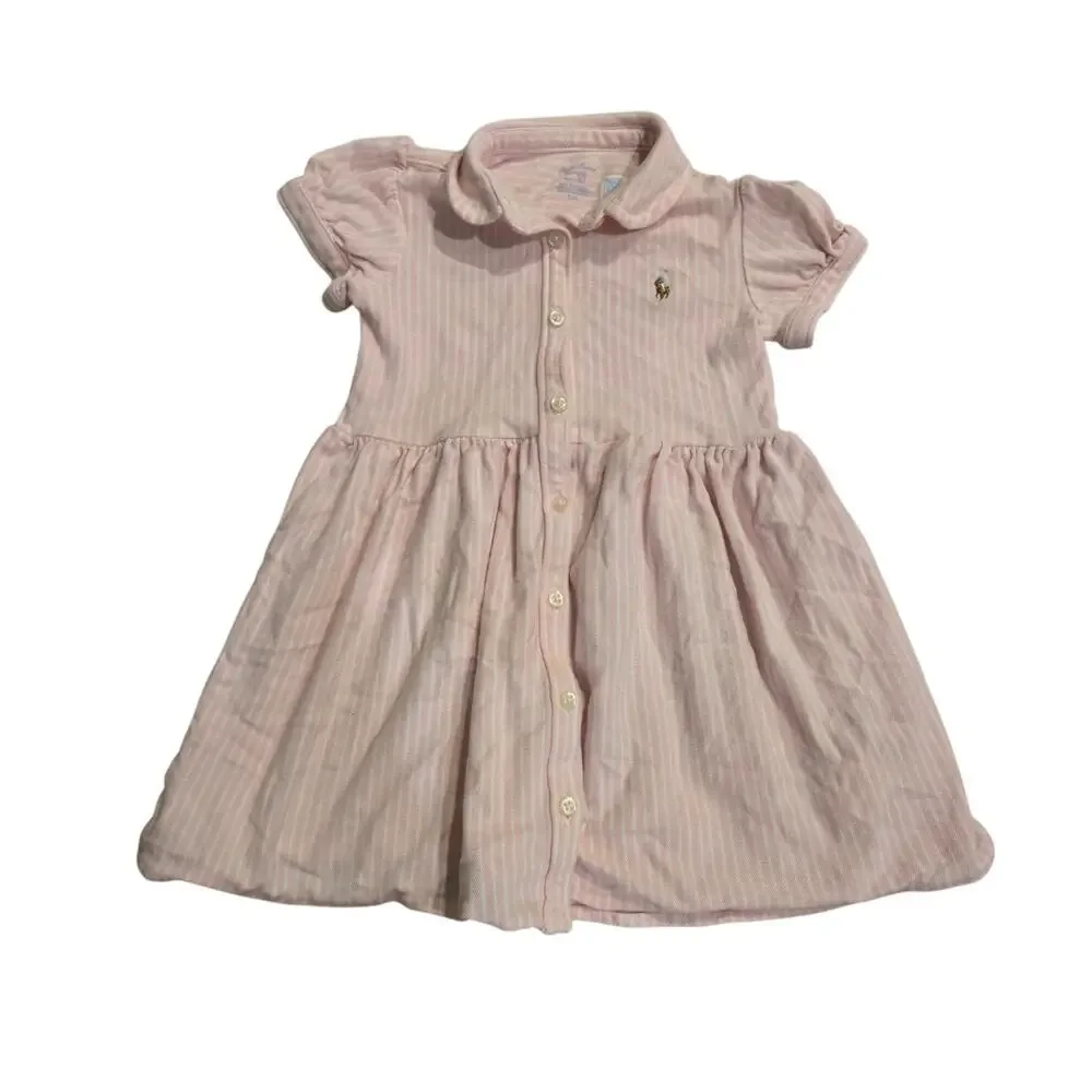 Polo Ralph Lauren Dress Toddler 24 Months Pink Logo 100% Cotton